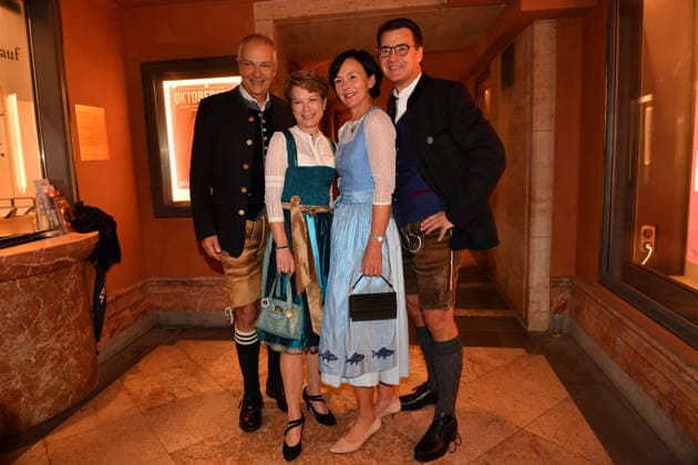 Michael Möller with his wife Irmgard and Dr. Jörg Lehmann with his wife at the premiere of Oktoberfest: A Musical—Beinah wahr¦ An Almost True Story, a comedy at the Bayerischer Hof in Munich on September 16, 2026