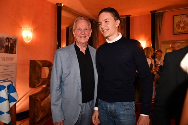 Fritz Egner with his son: Premiere of Oktoberfest: A Musical—Almost True —An Almost True Story, a comedy at the Bayerischer Hof in Munich on September 16, 2026