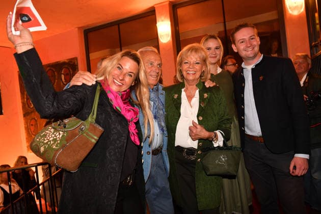Günther Steinberg with his wife Margot and family at the premiere of Oktoberfest: A Musical—Beinah wahr (An Almost True Story), a comedy at the Bayerischer Hof in Munich on September 16, 2026