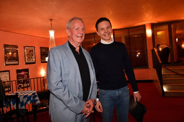 Fritz Egner with his son: Premiere of Oktoberfest: A Musical—Almost True (An Almost True Story), a comedy at the Bayerischer Hof in Munich, September 16, 2026