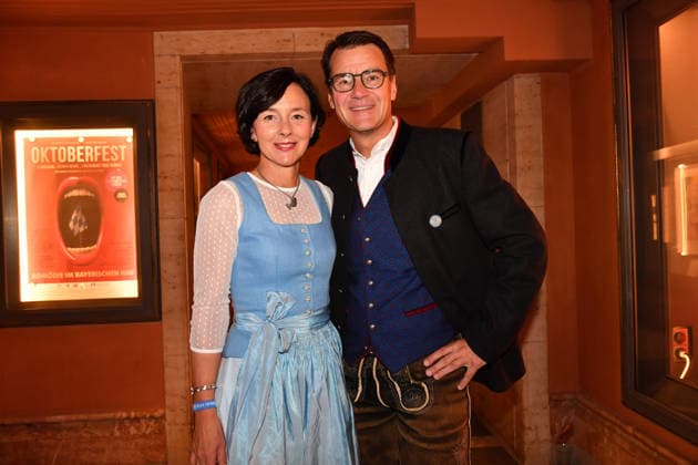 Dr. Jörg Lehmann and his wife at the premiere of Oktoberfest: A Musical—Almost True, a comedy at the Bayerischer Hof in Munich on September 16, 2026