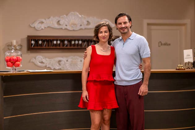 September 16, 2026, ARD telenovela *STURM DER LIEBE* (Storm of Love), photo shoot for Season 23 on the film set in Munich, at Bavaria Film in Geiselgasteig, in the studio set of the fictional Hotel Fürstenhof. The new season premieres on November 4, 2026. From left: Actress Pippa Fee