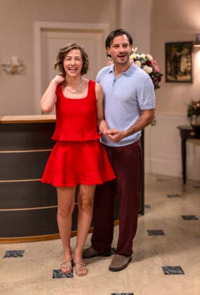 September 16, 2026, ARD telenovela *STURM DER LIEBE* (Storm of Love), photo shoot for Season 23 on the film set in Munich, at Bavaria Film in Geiselgasteig, in the studio set of the fictional Hotel Fürstenhof. The new season premieres on November 4, 2026. From left: Actress Pippa Fee