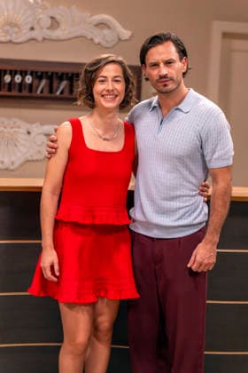 September 16, 2026, ARD telenovela *STURM DER LIEBE*, photo shoot for Season 23 on the film set in Munich, at Bavaria Film in Geiselgasteig, in the studio set of the fictional Hotel Fürstenhof. The new season premieres on November 4, 2026. From left: Actress Pippa Fee Rupperti as Emi