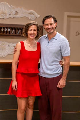 September 16, 2026, ARD telenovela *STURM DER LIEBE*, photo shoot for Season 23 on the film set in Munich, at Bavaria Film in Geiselgasteig, in the studio set of the fictional Hotel Fürstenhof. The new season premieres on November 4, 2026. From left: Actress Pippa Fee Rupperti as Emi
