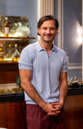 September 16, 2026, ARD telenovela *STURM DER LIEBE*, photo shoot for Season 23 on the film set in Munich, at Bavaria Film in Geiselgasteig, in the studio set of the fictional Hotel Fürstenhof. The new season premieres on November 4, 2026. Actor Jaime Ferkic, who plays Massimo Foghetti, on the set of the series on September 16, 2026, ARD series *Sturm der Liebe*, S