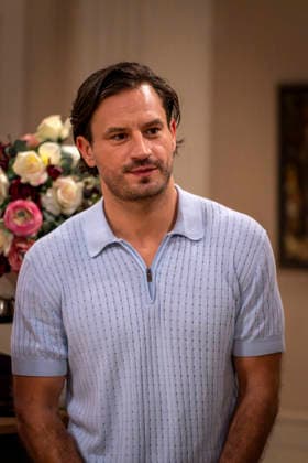 September 16, 2026, ARD telenovela *STURM DER LIEBE*, photo shoot for Season 23 on the film set in Munich, at Bavaria Film in Geiselgasteig, in the studio set of the fictional Hotel Fürstenhof. The new season premieres on November 4, 2026. Actor Jaime Ferkic, who plays Massimo Foghetti, on the set of the series on September 16, 2026, ARD series *Sturm der Liebe*, S
