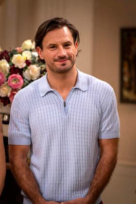 September 16, 2026, ARD telenovela *STURM DER LIEBE*, photo shoot for Season 23 on the film set in Munich, at Bavaria Film in Geiselgasteig, in the studio set of the fictional Hotel Fürstenhof. The new season premieres on November 4, 2026. Actor Jaime Ferkic, who plays Massimo Foghetti, on the set of the series on September 16, 2026, ARD series *Sturm der Liebe*, S
