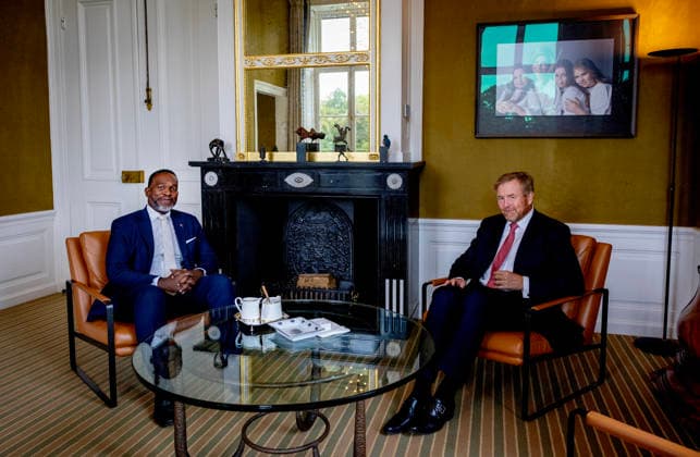 17-09-2026 Palace King Willem-Alexander during a meeting with J. Alfonso Boekhoudt, the Governor of Aruba, and His Excellency Ajamu Baly, the Governor of Sint Maarten., at palace Huis ten Bosch in The Hague. Â  Copyright: xPPEx