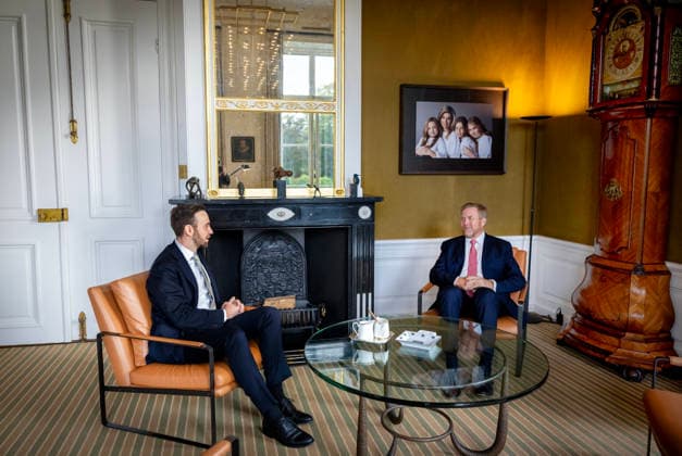 17-09-2026 Palace King Willem-Alexander during a meeting with Silvio P.A. Erkens MSc, staatssecretaris van Landbouw, Visserij, Voedselzekerheid en Natuur, at palace Huis ten Bosch in The Hague. Â  Copyright: xPPEx