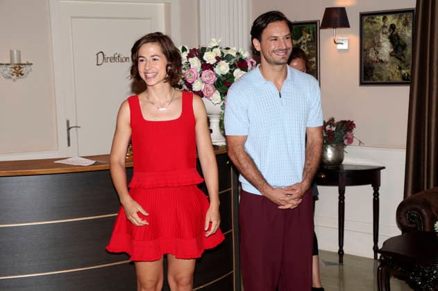 Pippa Fee Rupperti and Jaime Krsto Ferkic during a photo shoot on the set of the ARD TV series *Sturm der Liebe* in Studio 4 5 at Bavaria Film Grünwald, September 16, 2026 Foto:xAgenturxWehnertx xGränzdörferx xFuturexImagex sturm_6902