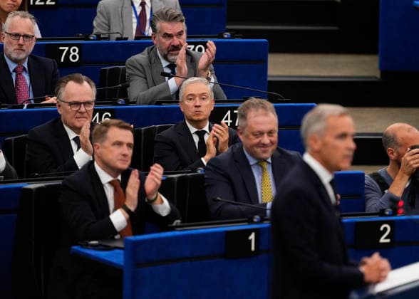 September 17, 2026, Strasbourg, France: Minister of Finance and National Revenue Francois-Philippe Champagne, seated in second row centre, listens as Prime Minister Mark Carney addresses the European Parliament in Strasbourg, France, on Thursday, Sept. 17, 2026. Strasbourg France  - ZUMAc35_ 20260917_zaf_c35_040 Copyright: xJustinxTangx