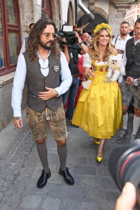 Heidi Klum, her dog Fritz, and her husband Tom Kaulitz at HEIDIFEST 2026 at the Hofbräuhaus in Munich on September 17, 2026