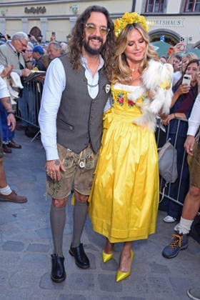 Heidi Klum, her dog Fritz, and her husband Tom Kaulitz at HEIDIFEST 2026 at the Hofbräuhaus in Munich on September 17, 2026