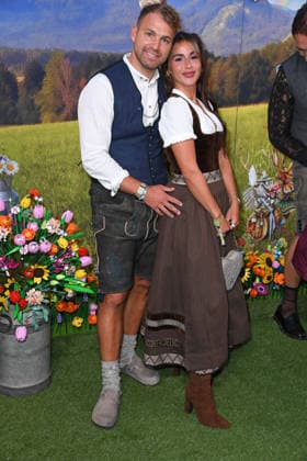 Sarah Engels with her husband Julian Engels at the HEIDIFEST 2026 at the Hofbräuhaus in Munich on September 17, 2026