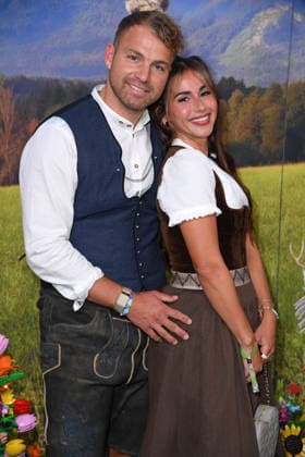 Sarah Engels with her husband Julian Engels at the HEIDIFEST 2026 at the Hofbräuhaus in Munich on September 17, 2026