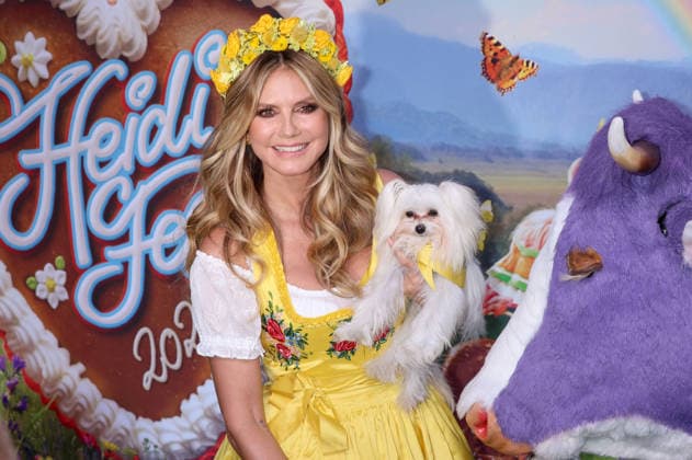 Heidi Klum with her dog Fritz upon arrival at the RTL TV show HeidiFest by Heidi Klum at the Hofbräuhaus in Munich, September 17, 2026 Foto:xK.xKriegerx xFuturexImagex heidifest_6585