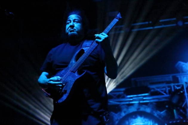 Dino Cazares of the band Fear Factory at a concert at Huxleys Neue Welt in Berlin, September 17, 2026 Fear Factory Concert Berlin