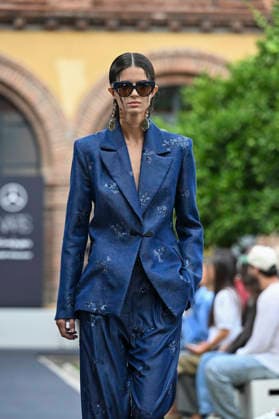 September 17, 2026, Madrid, Spain: A model parades with Odette Ãlvarez design during the Mercedes Benz Fashion Week Madrid at Cibeles Palace in Madrid. Madrid Spain  - ZUMAs197 20260917_aaa_s197_165 Copyright: xAtilanoxGarciax