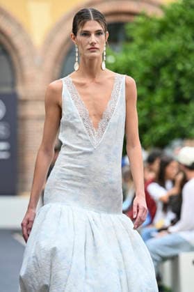 September 17, 2026, Madrid, Spain: A model parades with Odette Ãlvarez design during the Mercedes Benz Fashion Week Madrid at Cibeles Palace in Madrid. Madrid Spain  - ZUMAs197 20260917_aaa_s197_163 Copyright: xAtilanoxGarciax