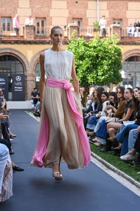 September 17, 2026, Madrid, Spain: A model parades with Odette Ãlvarez design during the Mercedes Benz Fashion Week Madrid at Cibeles Palace in Madrid. Madrid Spain  - ZUMAs197 20260917_aaa_s197_184 Copyright: xAtilanoxGarciax