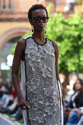 September 17, 2026, Madrid, Spain: A model parades with Odette Ãlvarez design during the Mercedes Benz Fashion Week Madrid at Cibeles Palace in Madrid. Madrid Spain  - ZUMAs197 20260917_aaa_s197_188 Copyright: xAtilanoxGarciax