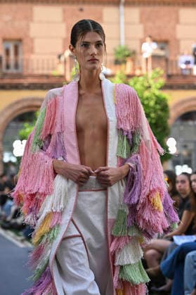 September 17, 2026, Madrid, Spain: A model parades with Odette Ãlvarez design during the Mercedes Benz Fashion Week Madrid at Cibeles Palace in Madrid. Madrid Spain  - ZUMAs197 20260917_aaa_s197_189 Copyright: xAtilanoxGarciax