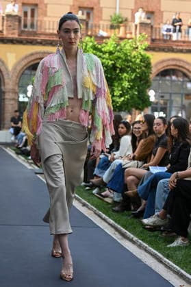 September 17, 2026, Madrid, Spain: A model parades with Odette Ãlvarez design during the Mercedes Benz Fashion Week Madrid at Cibeles Palace in Madrid. Madrid Spain  - ZUMAs197 20260917_aaa_s197_182 Copyright: xAtilanoxGarciax
