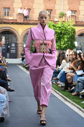 September 17, 2026, Madrid, Spain: A model parades with Odette Ãlvarez design during the Mercedes Benz Fashion Week Madrid at Cibeles Palace in Madrid. Madrid Spain  - ZUMAs197 20260917_aaa_s197_123 Copyright: xAtilanoxGarciax