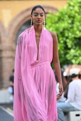 September 17, 2026, Madrid, Spain: A model parades with Odette Ãlvarez design during the Mercedes Benz Fashion Week Madrid at Cibeles Palace in Madrid. Madrid Spain  - ZUMAs197 20260917_aaa_s197_127 Copyright: xAtilanoxGarciax