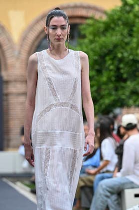 September 17, 2026, Madrid, Spain: A model parades with Odette Ãlvarez design during the Mercedes Benz Fashion Week Madrid at Cibeles Palace in Madrid. Madrid Spain  - ZUMAs197 20260917_aaa_s197_138 Copyright: xAtilanoxGarciax