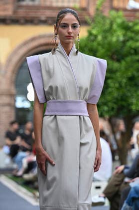 September 17, 2026, Madrid, Spain: A model parades with Odette Ãlvarez design during the Mercedes Benz Fashion Week Madrid at Cibeles Palace in Madrid. Madrid Spain  - ZUMAs197 20260917_aaa_s197_145 Copyright: xAtilanoxGarciax