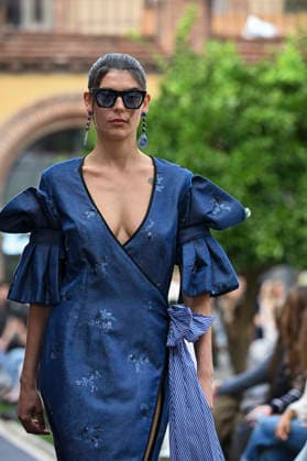 September 17, 2026, Madrid, Spain: A model parades with Odette Ãlvarez design during the Mercedes Benz Fashion Week Madrid at Cibeles Palace in Madrid. Madrid Spain  - ZUMAs197 20260917_aaa_s197_146 Copyright: xAtilanoxGarciax