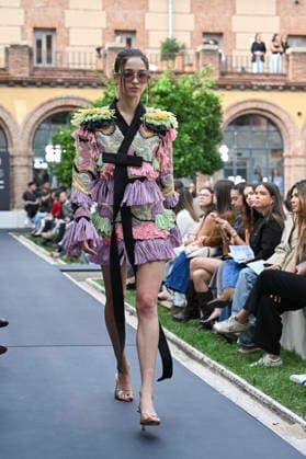 September 17, 2026, Madrid, Spain: A model parades with Odette Ãlvarez design during the Mercedes Benz Fashion Week Madrid at Cibeles Palace in Madrid. Madrid Spain  - ZUMAs197 20260917_aaa_s197_150 Copyright: xAtilanoxGarciax