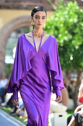 September 17, 2026, Madrid, Spain: A model parades with Malone design during the Mercedes Benz Fashion Week Madrid at Cibeles Palace in Madrid. Madrid Spain  - ZUMAs197 20260917_aaa_s197_219 Copyright: xAtilanoxGarciax