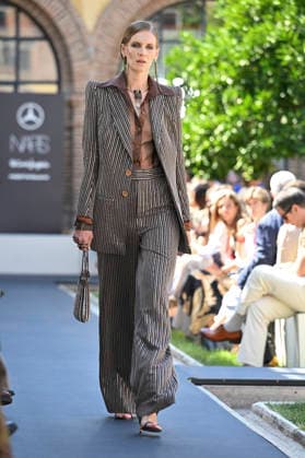 September 17, 2026, Madrid, Spain: A model parades with Malone design during the Mercedes Benz Fashion Week Madrid at Cibeles Palace in Madrid. Madrid Spain  - ZUMAs197 20260917_aaa_s197_231 Copyright: xAtilanoxGarciax
