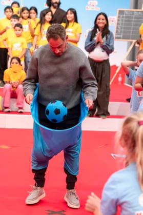ABB CHILDREN S DAY: Moritz Bleibtreu catches a ball while wearing baggy pants at the Children s Day event at the Atelier Gardens in Berlin on September 17, 2026