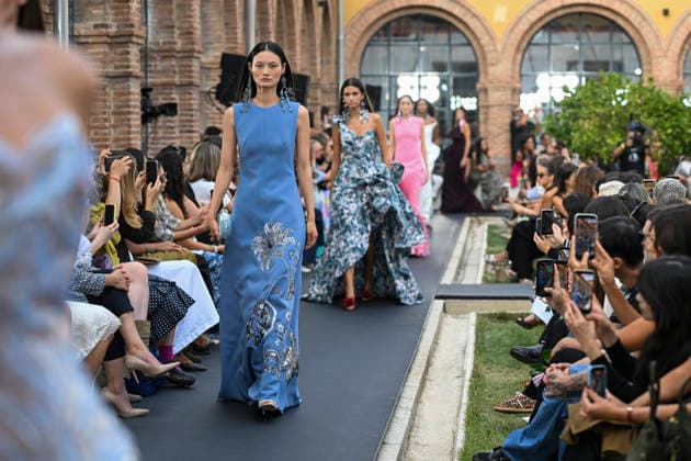 September 17, 2026, Madrid, Spain: A model parades with Isabel Sanchis design during the Mercedes Benz Fashion Week Madrid at Cibeles Palace in Madrid. Madrid Spain  - ZUMAs197 20260917_aaa_s197_261 Copyright: xAtilanoxGarciax