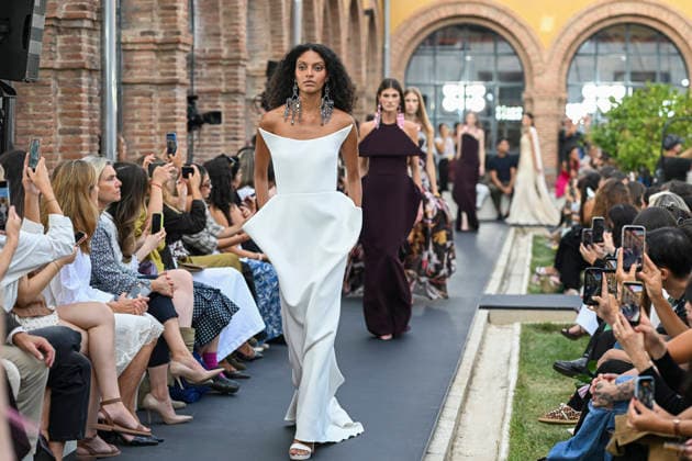 September 17, 2026, Madrid, Spain: A model parades with Isabel Sanchis design during the Mercedes Benz Fashion Week Madrid at Cibeles Palace in Madrid. Madrid Spain  - ZUMAs197 20260917_aaa_s197_263 Copyright: xAtilanoxGarciax