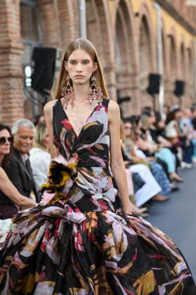 September 17, 2026, Madrid, Spain: A model parades with Isabel Sanchis design during the Mercedes Benz Fashion Week Madrid at Cibeles Palace in Madrid. Madrid Spain  - ZUMAs197 20260917_aaa_s197_273 Copyright: xAtilanoxGarciax