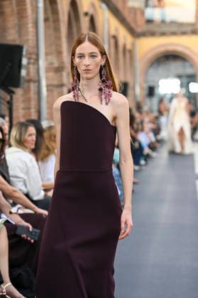 September 17, 2026, Madrid, Spain: A model parades with Isabel Sanchis design during the Mercedes Benz Fashion Week Madrid at Cibeles Palace in Madrid. Madrid Spain  - ZUMAs197 20260917_aaa_s197_281 Copyright: xAtilanoxGarciax