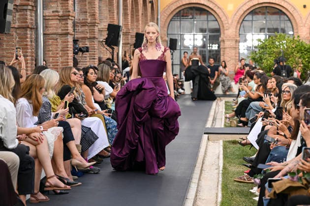 September 17, 2026, Madrid, Spain: A model parades with Isabel Sanchis design during the Mercedes Benz Fashion Week Madrid at Cibeles Palace in Madrid. Madrid Spain  - ZUMAs197 20260917_aaa_s197_287 Copyright: xAtilanoxGarciax