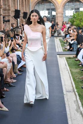 September 17, 2026, Madrid, Spain: A model parades with Isabel Sanchis design during the Mercedes Benz Fashion Week Madrid at Cibeles Palace in Madrid. Madrid Spain  - ZUMAs197 20260917_aaa_s197_290 Copyright: xAtilanoxGarciax