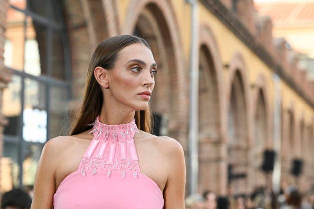 September 17, 2026, Madrid, Spain: A model parades with Isabel Sanchis design during the Mercedes Benz Fashion Week Madrid at Cibeles Palace in Madrid. Madrid Spain  - ZUMAs197 20260917_aaa_s197_296 Copyright: xAtilanoxGarciax