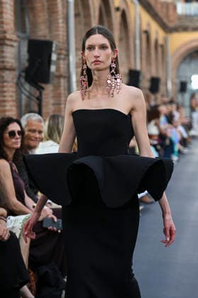 September 17, 2026, Madrid, Spain: A model parades with Isabel Sanchis design during the Mercedes Benz Fashion Week Madrid at Cibeles Palace in Madrid. Madrid Spain  - ZUMAs197 20260917_aaa_s197_297 Copyright: xAtilanoxGarciax