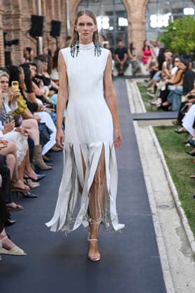 September 17, 2026, Madrid, Spain: A model parades with Isabel Sanchis design during the Mercedes Benz Fashion Week Madrid at Cibeles Palace in Madrid. Madrid Spain  - ZUMAs197 20260917_aaa_s197_307 Copyright: xAtilanoxGarciax