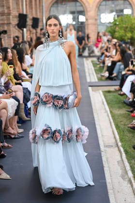 September 17, 2026, Madrid, Spain: A model parades with Isabel Sanchis design during the Mercedes Benz Fashion Week Madrid at Cibeles Palace in Madrid. Madrid Spain  - ZUMAs197 20260917_aaa_s197_309 Copyright: xAtilanoxGarciax