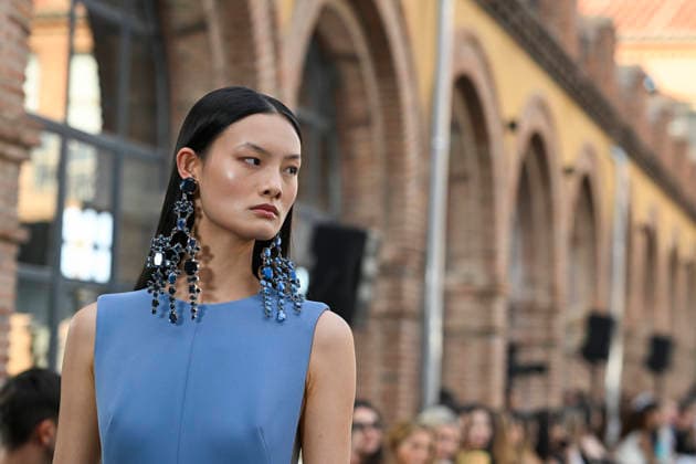 September 17, 2026, Madrid, Spain: A model parades with Isabel Sanchis design during the Mercedes Benz Fashion Week Madrid at Cibeles Palace in Madrid. Madrid Spain  - ZUMAs197 20260917_aaa_s197_310 Copyright: xAtilanoxGarciax