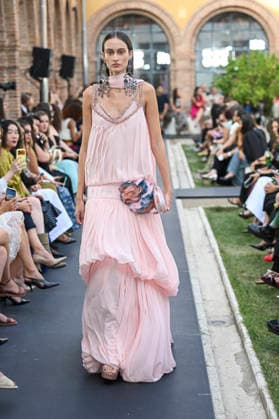 September 17, 2026, Madrid, Spain: A model parades with Isabel Sanchis design during the Mercedes Benz Fashion Week Madrid at Cibeles Palace in Madrid. Madrid Spain  - ZUMAs197 20260917_aaa_s197_321 Copyright: xAtilanoxGarciax