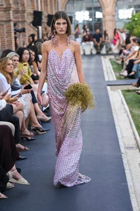September 17, 2026, Madrid, Spain: A model parades with Isabel Sanchis design during the Mercedes Benz Fashion Week Madrid at Cibeles Palace in Madrid. Madrid Spain  - ZUMAs197 20260917_aaa_s197_331 Copyright: xAtilanoxGarciax